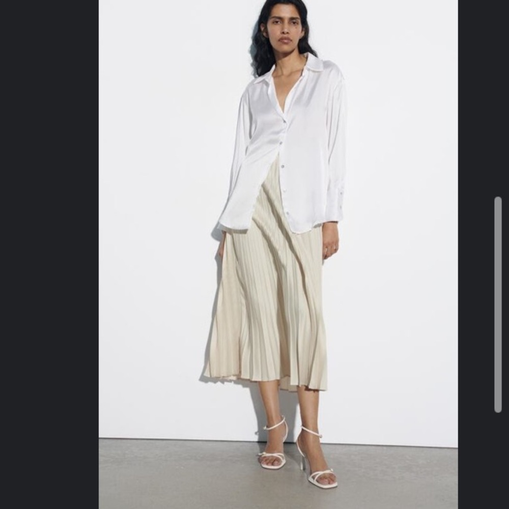 Zara Pleated Skirt Ecru
